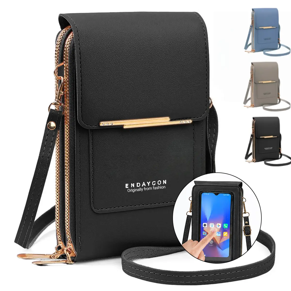 Women's 2026 New Fashion PU Leather Touch Screen Crossbody Bag - Adjustable Strap, Multi-Compartment, Multiple Card Slots, Sensitive Touchscreen Access, Waterproof, Compact, Birthday Gift, Touchscreen Sensitive