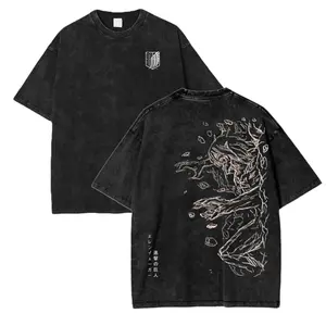 Attack on Titan Anime Acid Wash Oversized T-Shirt, Eren Jeager Anime Tee, Gift for Him - subtle anime merch