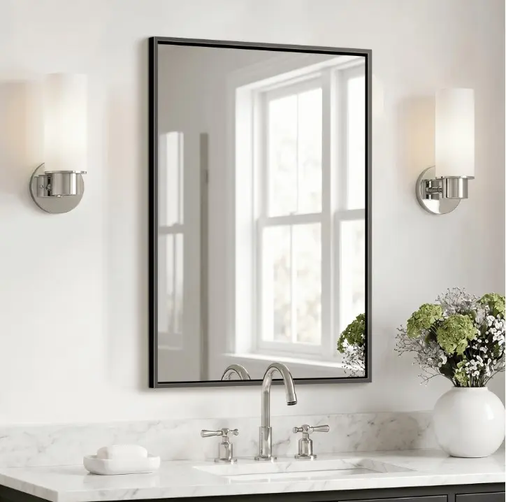 Mavora Max Bathroom Vanity Mirror 30” x 20” Wall Mirror with Rectangle Metal Frame, Black