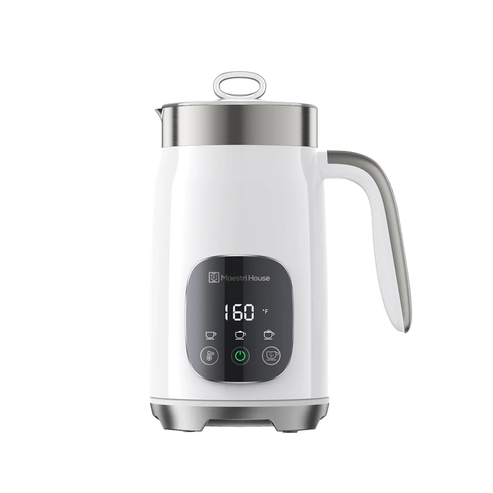 Maestri House Stainless Steel Electric Milk Frother (14oz/400ML, 120V US Plug) - Variable Temp, Adjustable Froth Thickness, Touch Screen, Easy to Clean & Maintain, Magnetic Drive Foam Maker for Coffee Latte - US Housewarming Gift