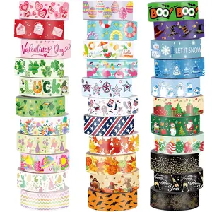33 Rolls Holiday Plaid Washi Tape, 15 mm Seasonal Washi Tape Set Bohemian Colorful  Cute for Card Wrapping Craft(Festive Style)