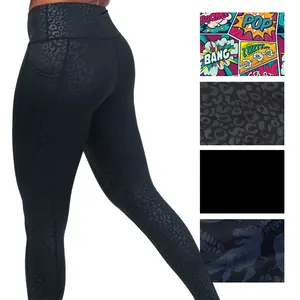 C V G Women's Athletic Leggings - Squat-Proof High Waist Patterned Sportswear for Fitness with Side Pockets, High Waisted Leggings, Activewear For Fitness, High Rise Leggings, Compression Gym Pants
