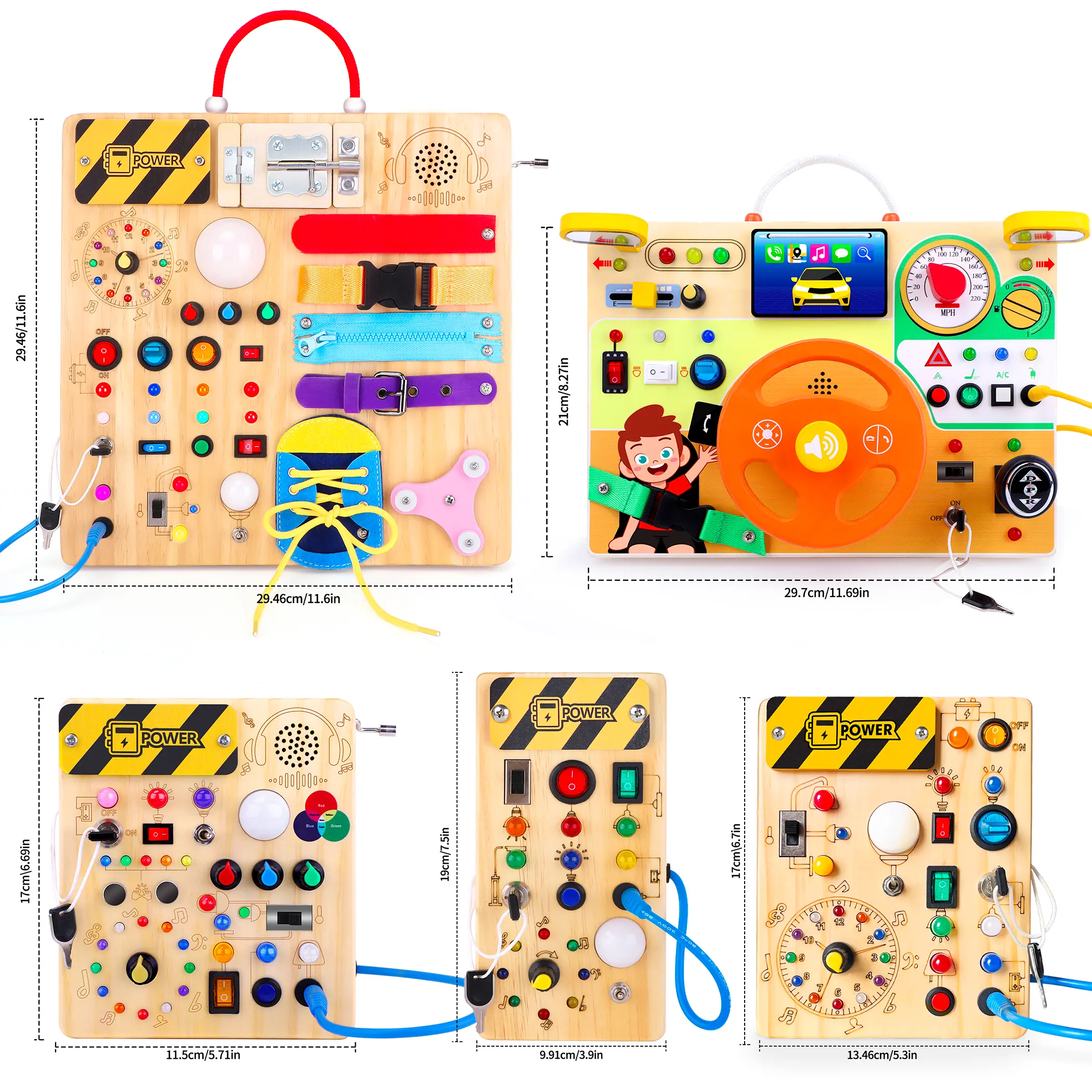 Grarain montessori Wooden Busy Board with 8 LED Light switches, Sensory Toys Light Switch Travel Toys for 1+ Year Old Baby and Toddler joy busyboards montessori busy developmental toys toddler switch toy