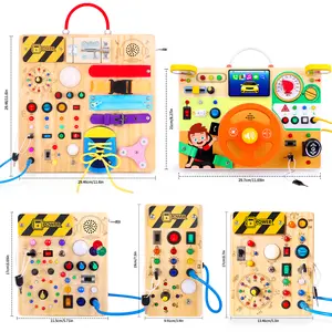 Hoarosall montessori Wooden Busy Board with 8 LED Light switches, Sensory Toys Light Switch Travel Toys for 1+ Year Old Baby and Toddler joy busyboards montessori busy developmental toys toddler switch toy