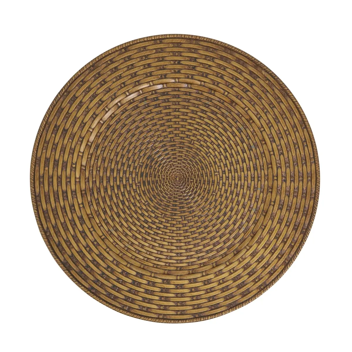 Saro Lifestyle CH444.BR13R Faux Rattan Charger Plates - Brown, Natural Look, Durable Dining Service Plates for Entertaining, Party - Set of 4
