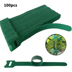 100pcs Adjustable Fit Non-Slip Nylon Plant Ties with Metal Buckle and Velcro, Reusable Garden Tie Straps for Climbing Plants, Trellis, Home Decor, Garden Supplies