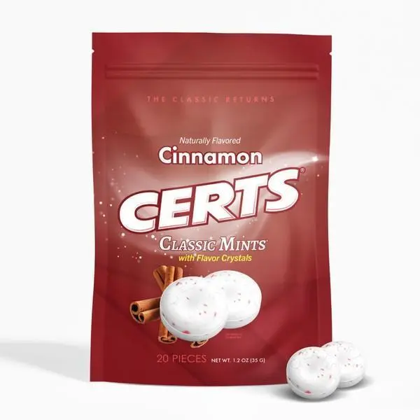 Certs Cinnamon Classic Candy - 20-Piece Sweet Mints Bag, 12-Ct Tray for Party Snacks, Nostalgic Candies