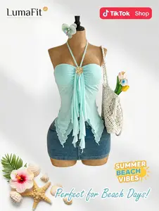 Asymmetrical Hem Camisole Top Seashell Decor Slim Fit Lightweight Soft Fabric Breathable Summer Beach Vacation Outfit Elegant Casual Going Out Birthday Beach Wedding Trendy Women Fashion Top