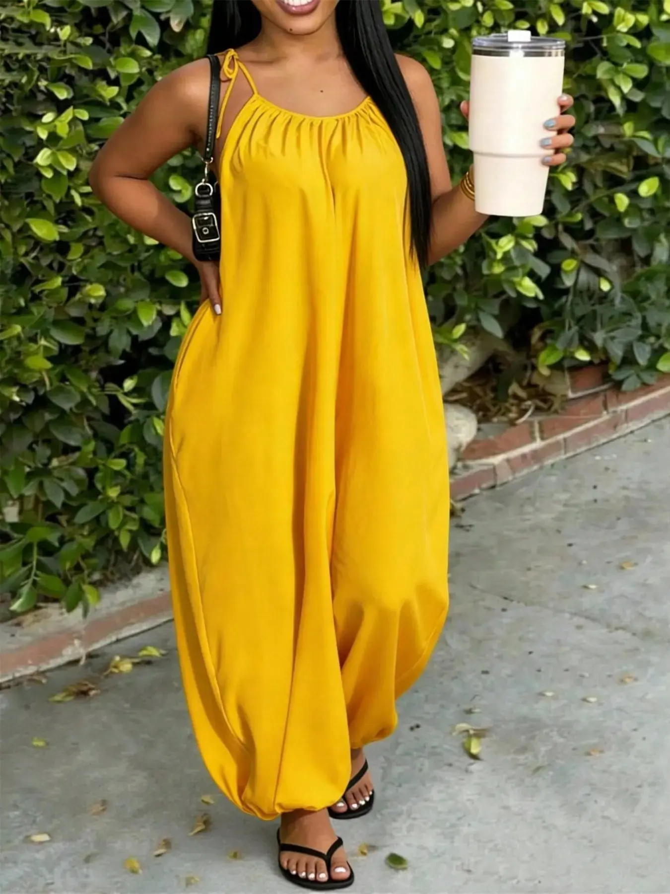 Women's Plus Size Strappy Sleeveless Pockets Wide Leg Jumpsuit Loose Casual Everyday 2026