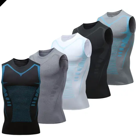 Men's 5-Pack Shaping Fitted Tank Tops - High-Stretch Fabric, Compression Athletic Fit, Quick-Dry Breathable Fitness Activewear, Sleeveless Sports Vest Workout Apparel Undershirt