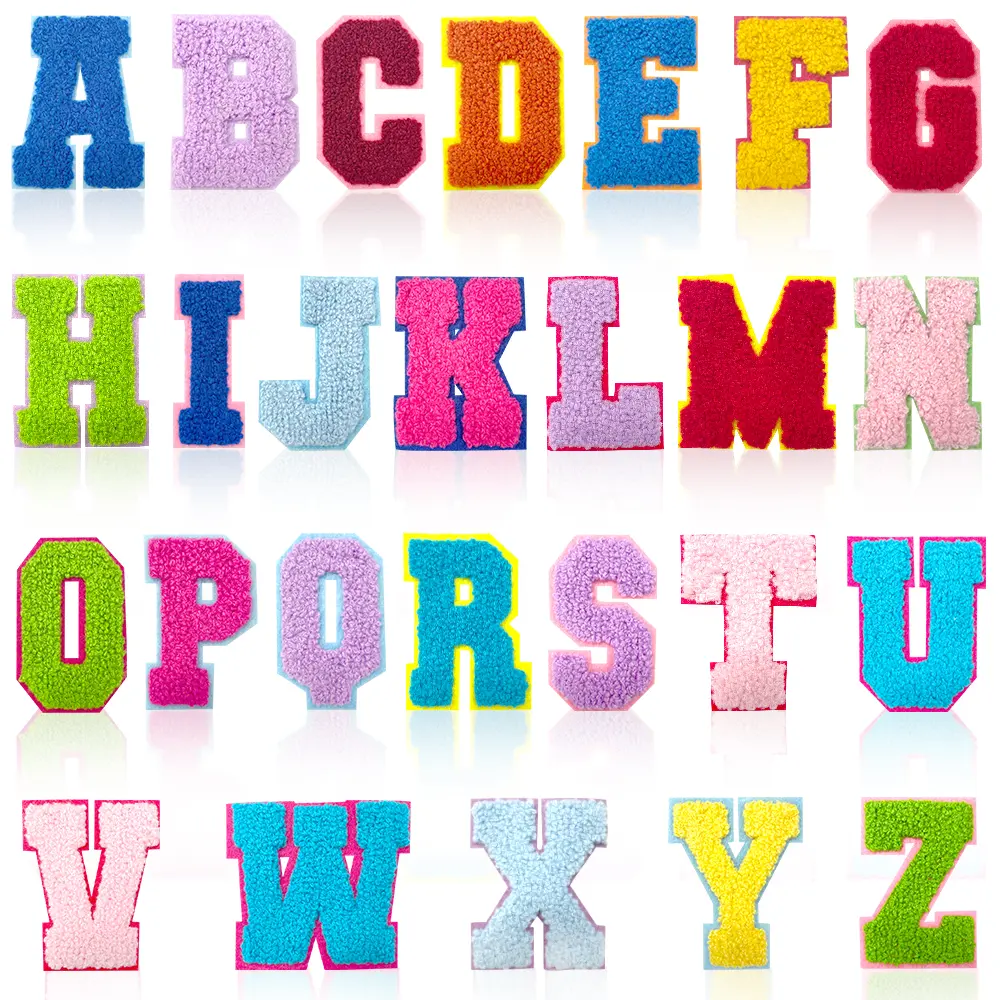 78Pcs Chenille Iron-On Alphabet Patches, A-Z Embroidered Applique, Self-Adhesive Sewing Accessories for DIY Clothing & Sewing Projects Ideas