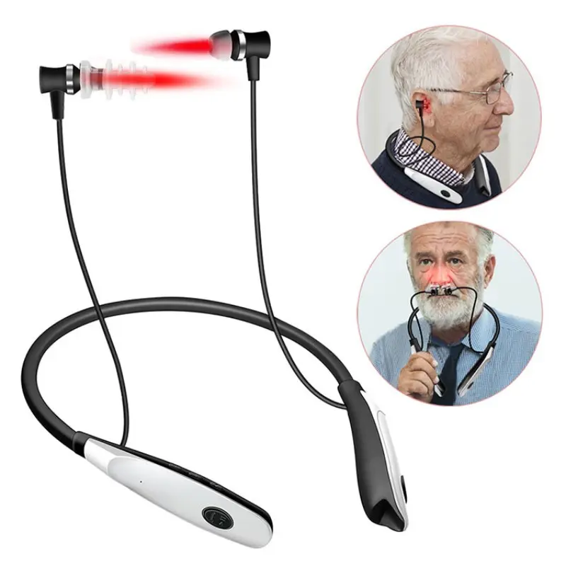 Tinnitus Rhinitis Ear and Nasal Cavity Irradiator Red Light Physiotherapy Relief 650nm Light Wave Ear Nose 2-in-1 Therapy Device Promotes Blood Circulation Relieves Otitis Media Rechargeable Neck-hanging Device