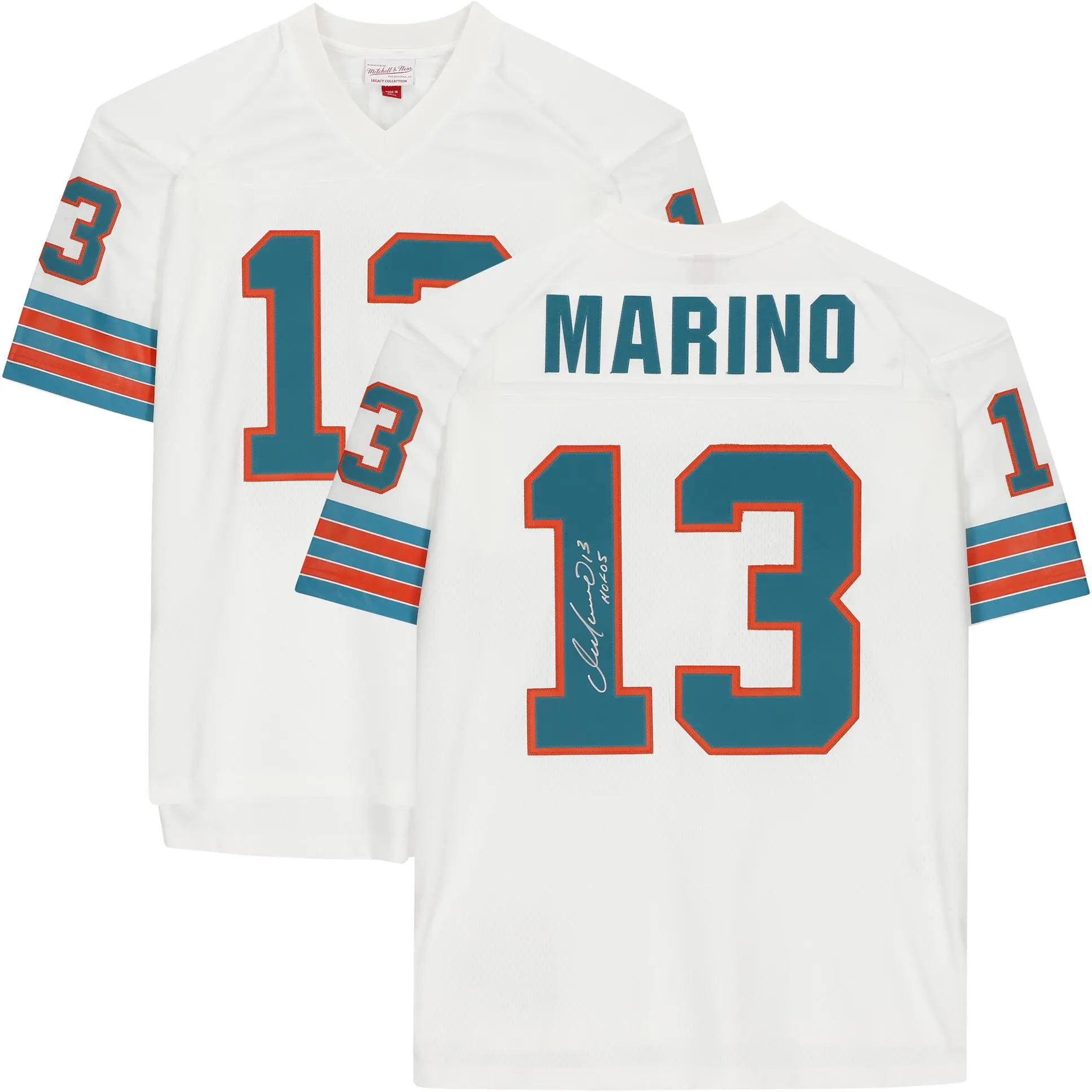 Dan Marino Miami Dolphins Autographed White Replica Mitchell & Ness Jersey with "HOF 05" Inscription - Fanatics Authentic Certified