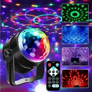 7-Color LED Crystal Ball Lamp - Mini DJ Light, Plug-In, Remote Control, Voice Control, Compact Bedroom & Party Ambient Lighting