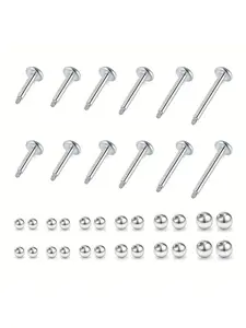 6 Pairs Stainless Steel Lip Studs, 16g Surgical Steel Tragus Cartilage Helix Earrings Studs Replacement Balls Short Lip Rings 4-12mm Conch Piercing Jewelry, Body Jewelry for Men & Women
