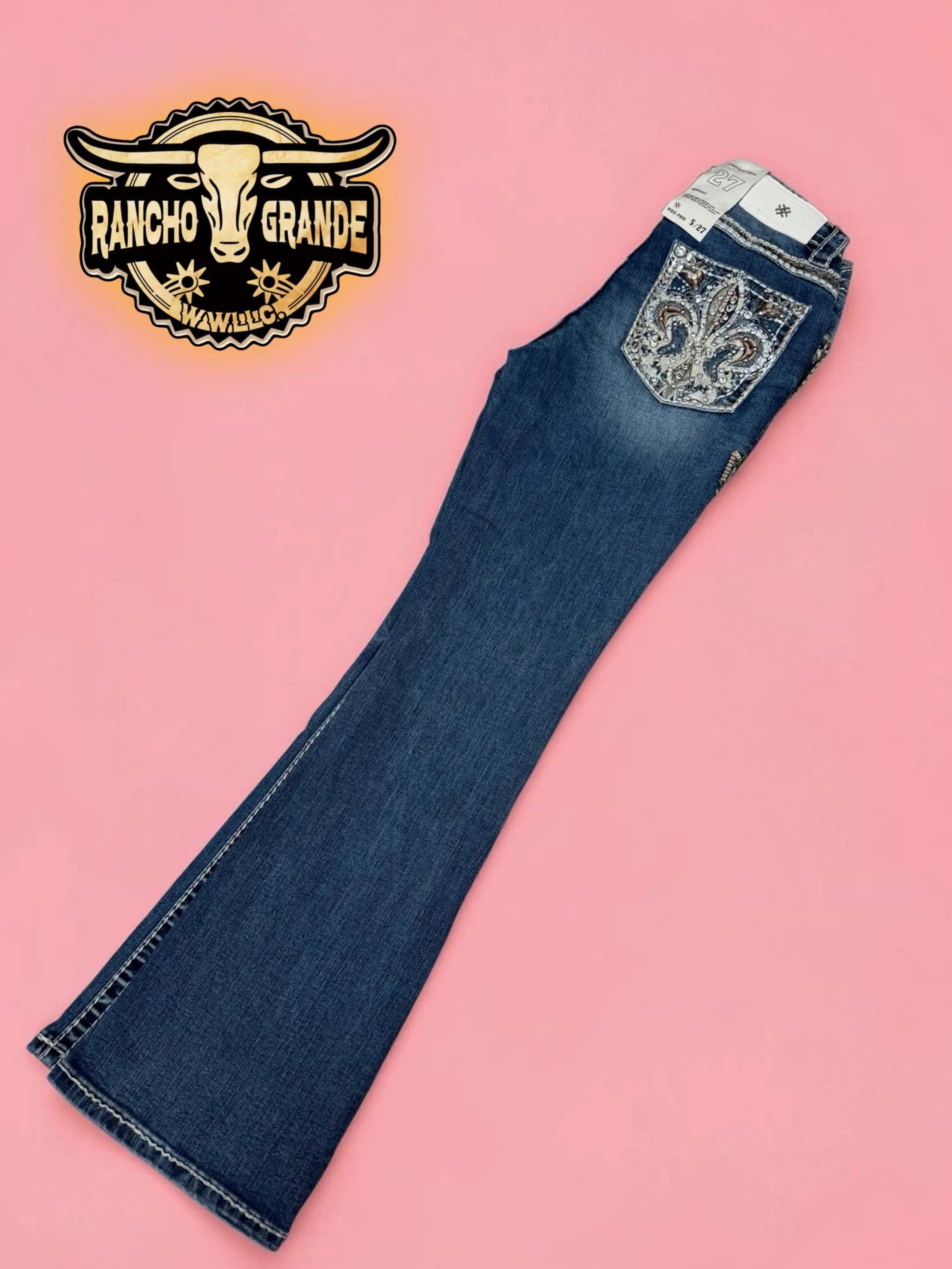 W255-PB30 Western Cowgirl Jeans Boot Cut / Pantalon Vaquero para Dama Corte para Bota