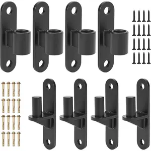 Heavy Duty Wall Mount Gate Hinges 4 Pairs 5/8'' Pin Heavy Duty Fence Post Hinge Set for Wooden or Concrete Fence Gate, Black with Screws Included