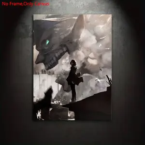 1 Piece/Set Frameless Canvas Painting Print, Modern Minimalist Design, Classic Dark Fantasy Horror Epic Shonen Anime Pop Art,Titan Eren Yeager,Perfect Gift for Japanese Manga Lovers,Ideal for Bedroom,Bathroom,Living Room,Wall Decoration