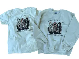 Spooky moms club tee or crewneck , caffeine required , the perfect fall top Fit Womenswear Comfortable Style Women Cute