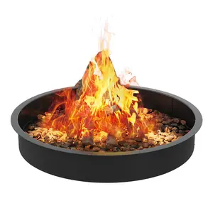 Smokeless Fire Pit Ring 36 48 Inch, Heavy Duty Rust Proof Steel Firepit Insert for Backyard and Patio, Outside Firewood Burning Stove with Max Airflow Ventilation Holes, Deck Friendly