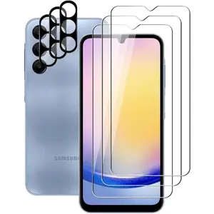 (3+3) For Samsung Galaxy A25 5G (3 Pack) Tempered Glass Screen Protector and (3 Pack) Camera Lens Protector, 9H Hardness, 2.5D, Anti Scratch