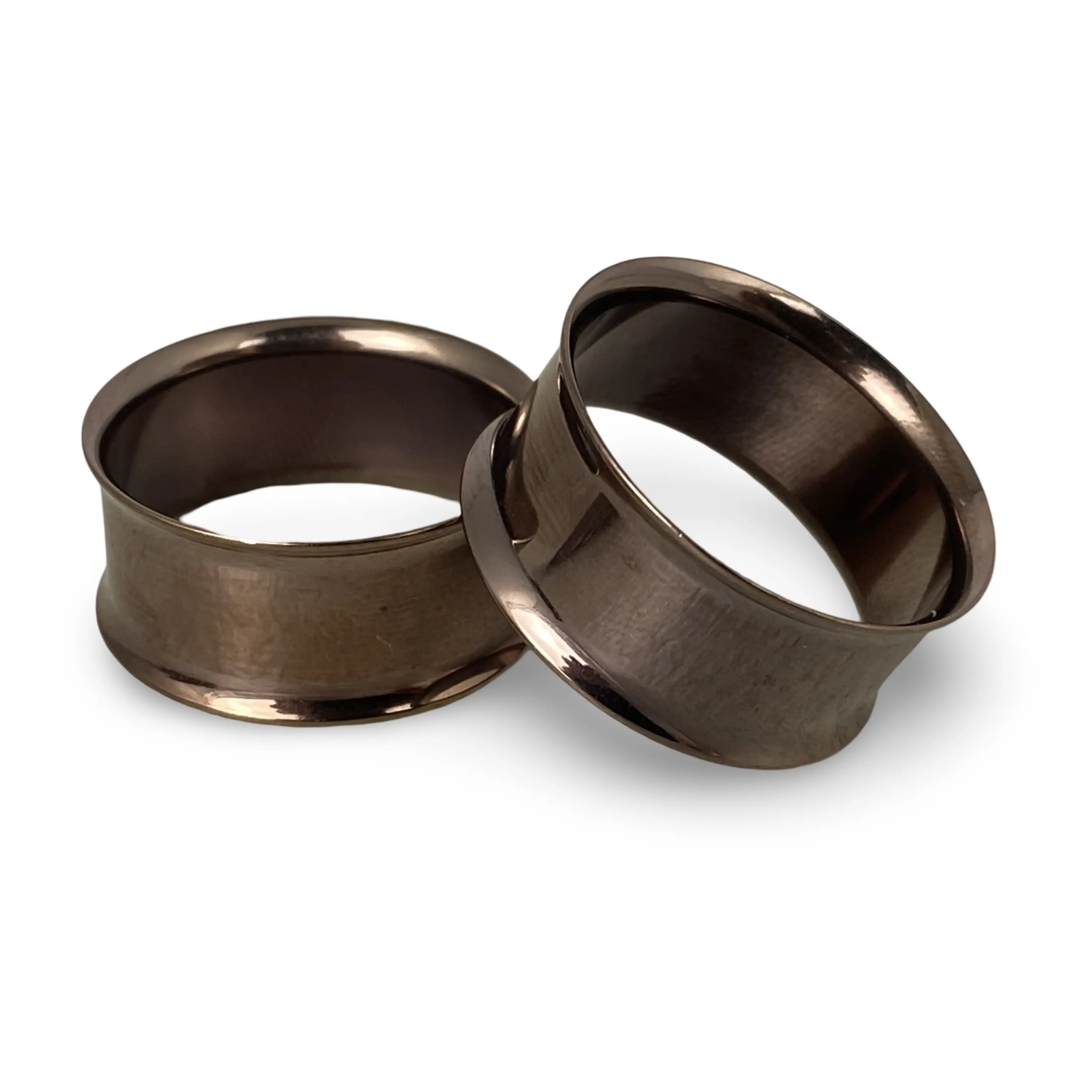 Chocolate Gold Steel Double Flare Tunnels plugs gauges pair body jewelry