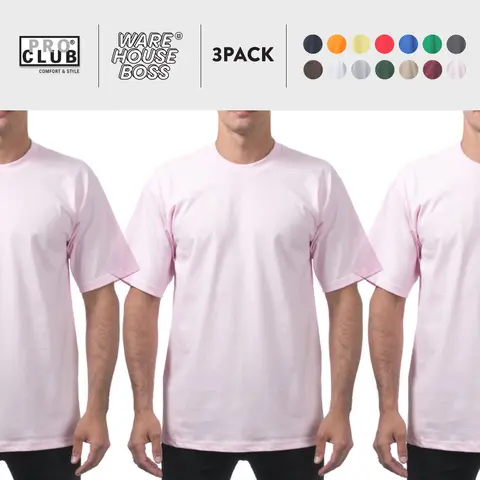3 Pack PROCLUB Men's Comfort Short Sleeve Shirts PRO CLUB Lightweight Plain Crew Neck T Shirt Casual Basic Cotton Tee Hip Hop Harem