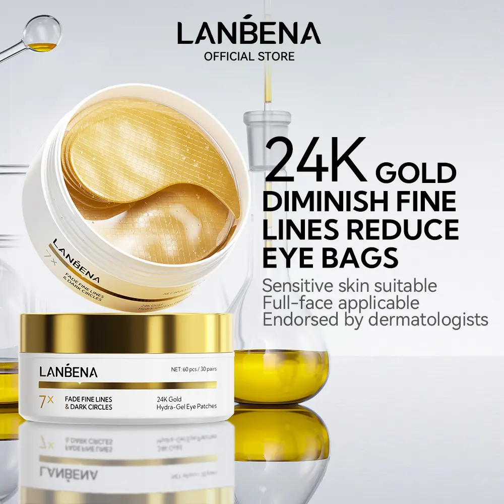 LANBENA Under Eye Patches for Dark Circles and Puffy Eyes, Cooling Eye Masks  with Niacinamide Hydra-Gel Collagen-30 Pairs Soothing Skin Care