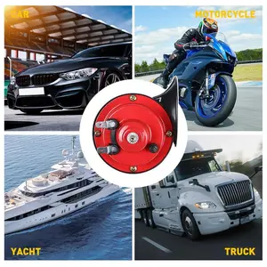 Train Horn for Trucks - 130 DB Super Loud Boat Horn Marine, 12V Waterproof Electric Snail Horns, Air Horn for Car Trucks Motorcycles Boat Kit Replacement Auto Accessories, Red