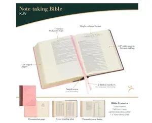 KJV Holy Bible, Note-taking Bible, Faux Leather Hardcover - King James Version, Brown/Pink (KJV Note-taking Editions) Hardcover – July 1, 2021