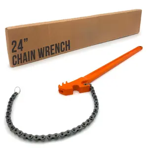 Chain Wrench 24 Inch - Heavy Duty Chain Pipe Wrench with I-Beam Handle for Large Pipes & Oil Filters