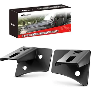 Nilight - 90026B 2PCS Jeep JK A-Pillar Windshield Hinge Mounting Brackets for Offroad LED Fog Light Halogen Work Light for 2007-2017 Jeep Wrangler JK,2 years Warranty,Black, Drill-Free