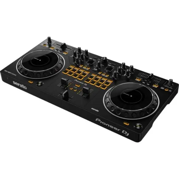 Pioneer DDJ-REV1 2-Channel Bus-Powered USB Audio Stereo Mixer Controller for DJs, with Sampler, Serato DJ Card Compatibility, 3.5 mm Jack, TRS Jacks, Beat Loop Jump, 5 VDC 500 mA, 20.7 x 10.1 x 2.3 in, 7 lbs, Black