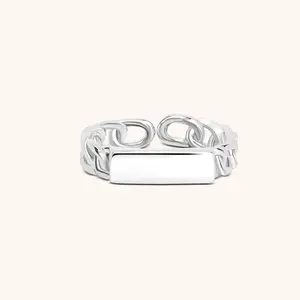 Adjustable ID Bar Chain Link Ring