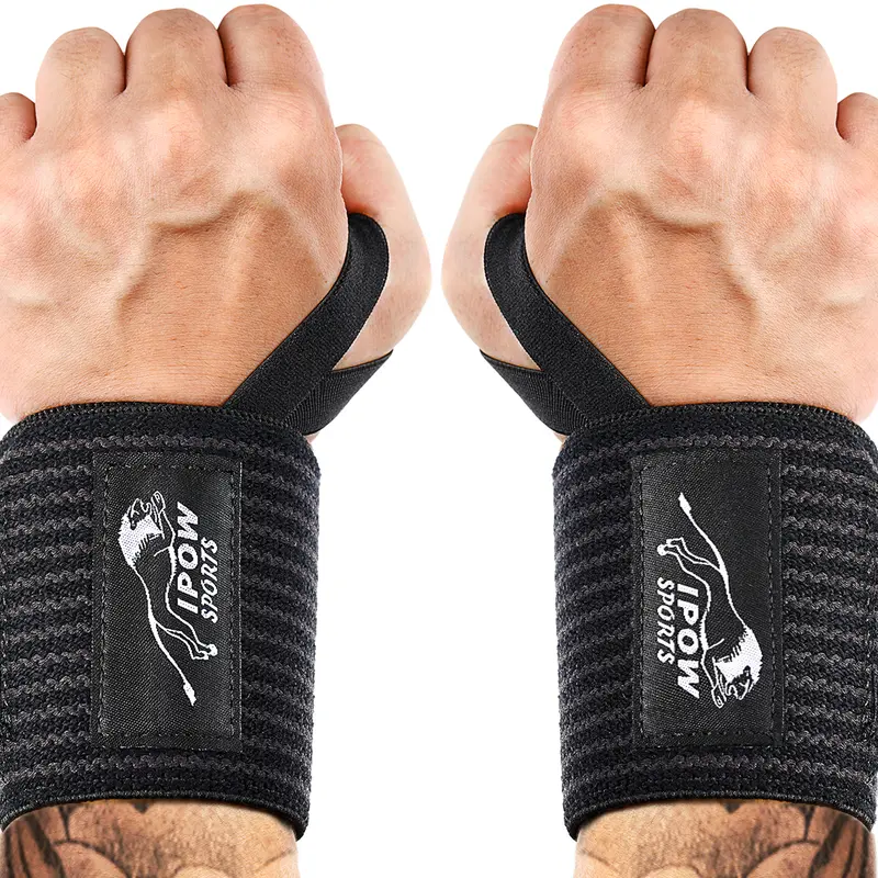 IPOW Unisex Adult 18-in IPF-Approved Heavy-Duty Wrist Wraps, 2-Pack Gym Accessories with Thumb Loop for Weight Lifting