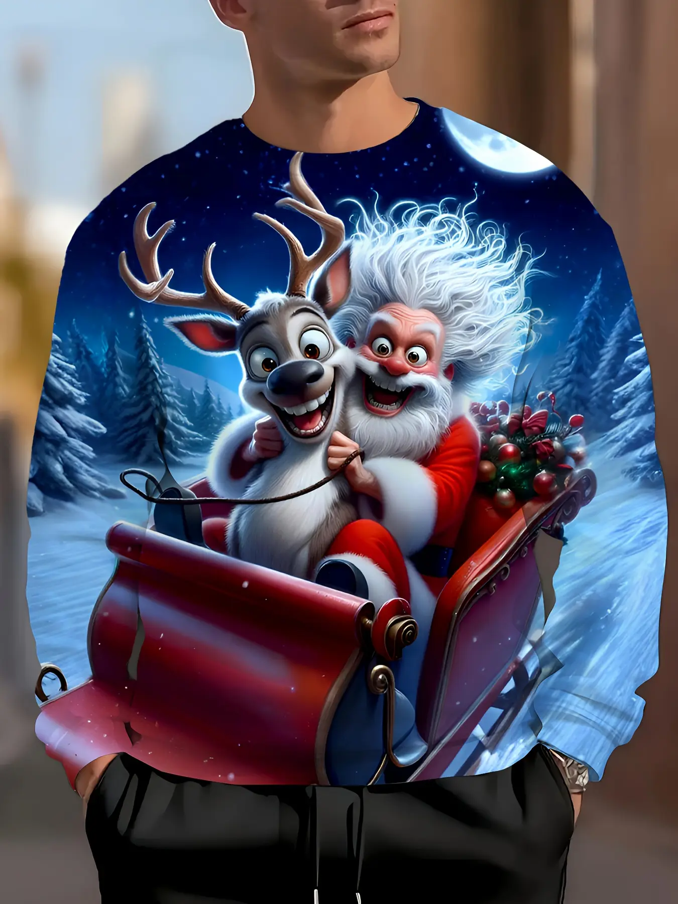 2025 New Santa Claus Graphic Pattern Long Sleeve Sweatshirt Hoodie, Merry Christmas Festive Ugly Sweater, Unisex Casual Fitted Top, Boys' Pullover