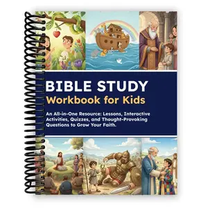 Bible Study Workbook for Kids – Fun Lessons, Activities, Quizzes & Faith Questions | Spiral Bound Notebook for Learning & Growing Faith for Children