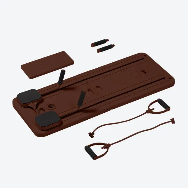 BetterMe Chocolate Brown Pilates Reformer, Portable and Compact Home Pilates Equipment, Foldable Design for Core Strength Training & Full-Body Workouts