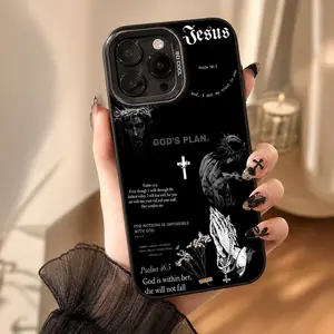 Luxury Shockproof Jesus Cross Pattern Multi-Color Smartphone Case - Mobile Phone Accessories for iPhone 11,12,13,14,15,16,17 Pro Max Plus, Cellphone & Handheld Devices Protective Back Cover