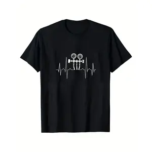 Men's HVAC Engineer EK Heartbeat T-Shirt - Plus Size Suitable for All Seasons, Casual Crew Neck Short Sleeve with EK & Engineer-Themed Heartbeat, Machine Washable for HVAC Technicians, Mechanics, Engineers