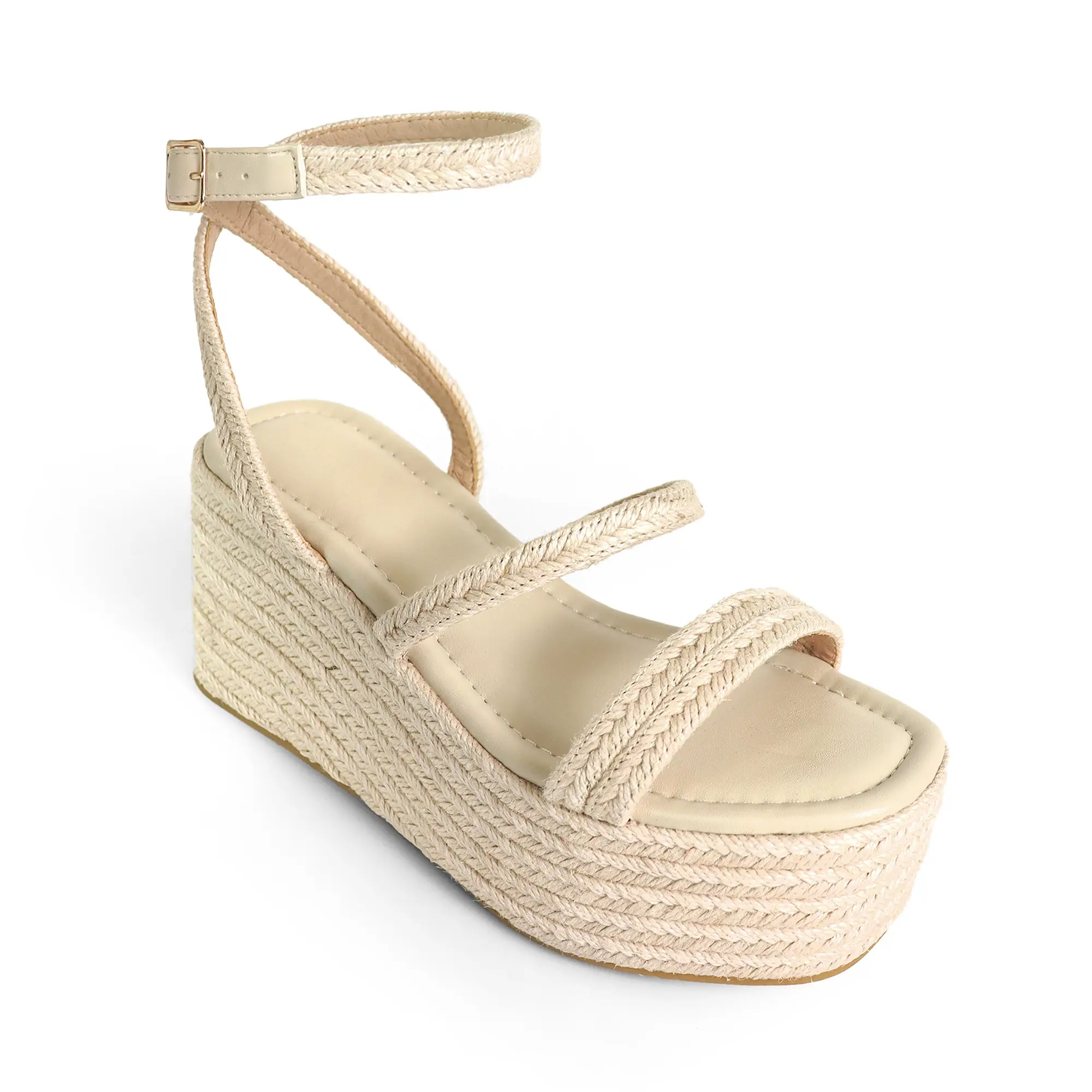 Women's Espadrille Platform Wedges Sandals Square Open Toe High Wedge Heel Footwear with Adjsutable Buckle Ankle Strap Girl Fashion Stylish Comfortable Summer Casual Dressy Shoes for Party Vacation Daily Wear
