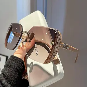 2026 Unisex Large-Frame PC Semi-Rimless Fashion Glasses - Trendy Square Sunglasses, Retro Design for Daily Wear, Travel, All Seasons