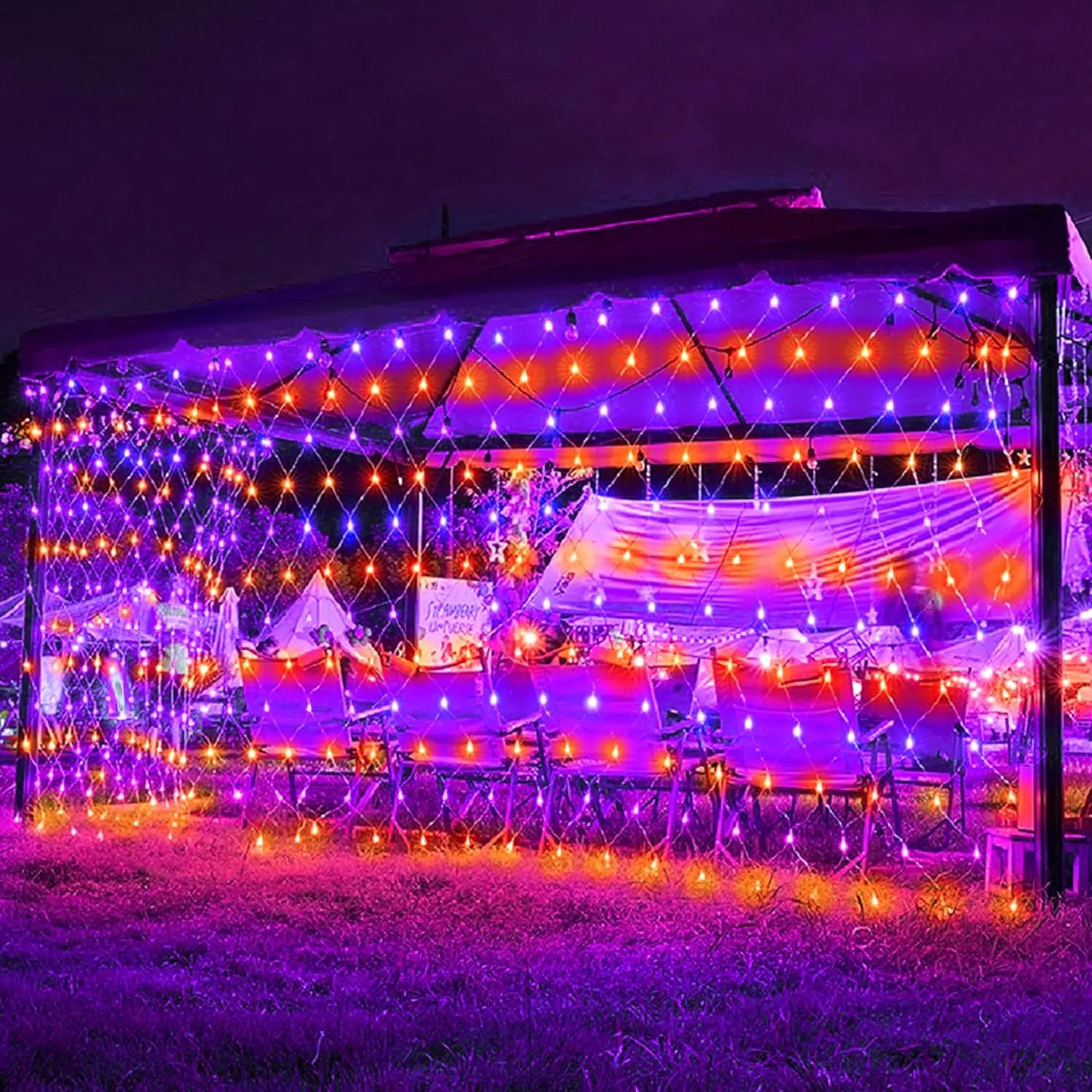 198 LED Halloween Net Lights Set, 9.8ft x 6.6ft IP44 Waterproof Connectable Plug-in Mesh, 8 Modes Extendable USB Mobile Light Accessory for Adults, All Seasons Outdoor Decor Safe for Plants & Motor Vehicles