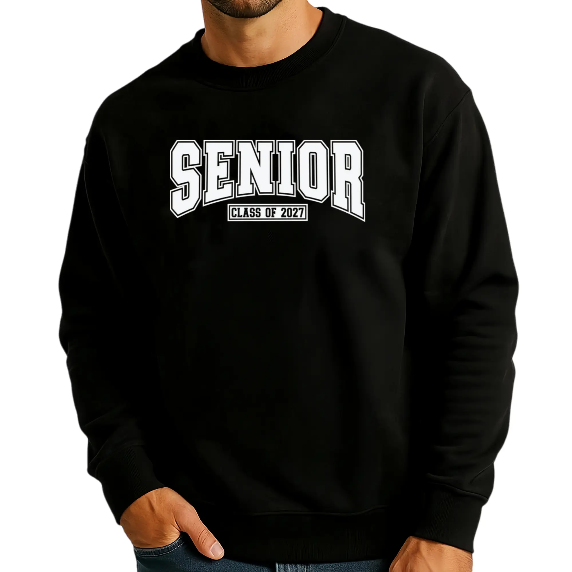 Senior Class of 2027 Sweatshirt, Varsity Style Graduation Crewneck, High School College Senior Casual Pullover for Graduates