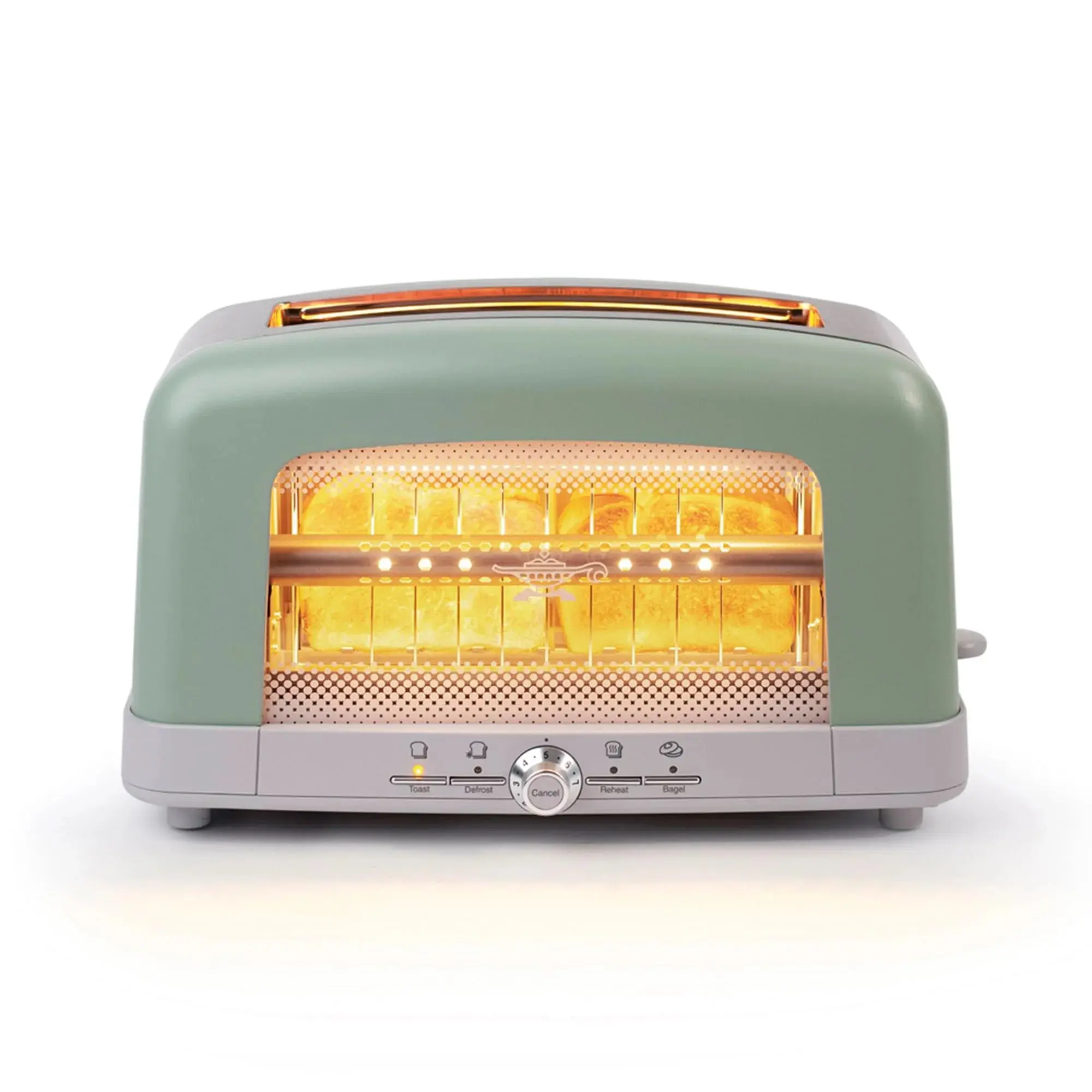 HeatMate Graphite Heating Technology Pop-Up Toaster w/7 Heat Settings, 3 Toasting Functions & Unique Bagel Mode, Olive/Brushed Nickel