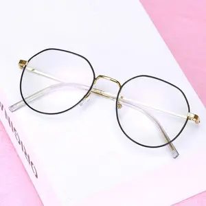 Non-prescription glasses for men and women, anti-blue light, non-prescription, non-radiation blocking, finished eyeglasses with a polygonal metal frame vintage fashionable sharing yes fashion cat eye new full color eyewear accessory gafas lectura luxury s