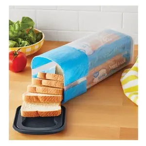 Bread Plastic Storage Keeper, Clear with Gray Lid (1 Each) 5.25" x 5.25" x 13.62"