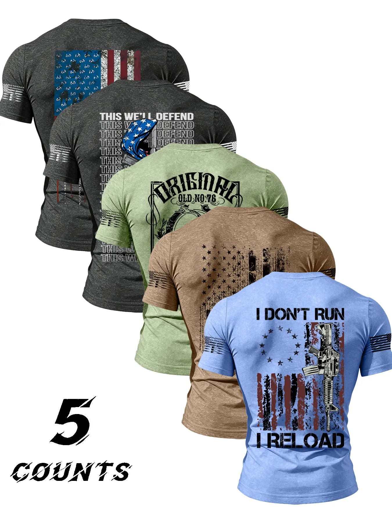 American Flag Vintage Graphic Print Men's T-Shirt, Retro Slim Fit American Patriotic Style Casual Short Sleeve Top, Breathable, Comfortable and Stylish