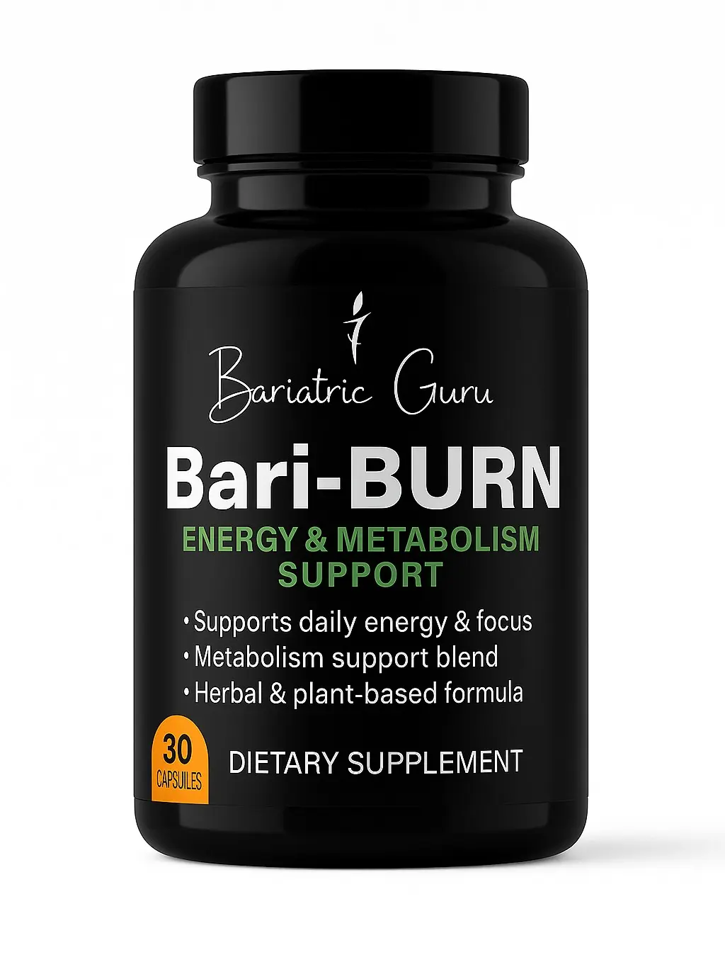 Bariatric Guru Bari-Burn Natural Plant Extract Capsules – Green Tea, Caffeine & Glucomannan – Daily Wellness Supplement (30 Count)