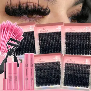 DIY Lash Extension Kit Comfortable Dramatic Look False Eyelash Long Thick Halloween Christmas & Party Looks Eyelash Cluster Set Eye Makeup Accessory Girl Eye Extension DIY Eyelash Extensions DIY Lash Clusters Gift For Home Makeup